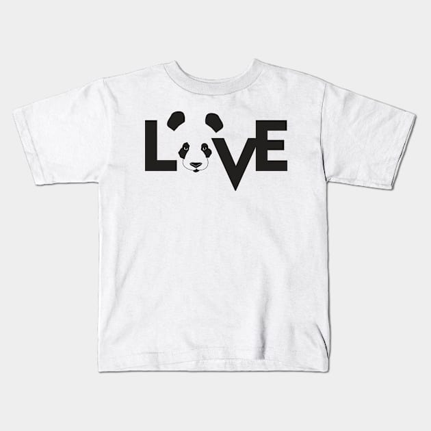 LOVE PANDA Kids T-Shirt by YellowMadCat